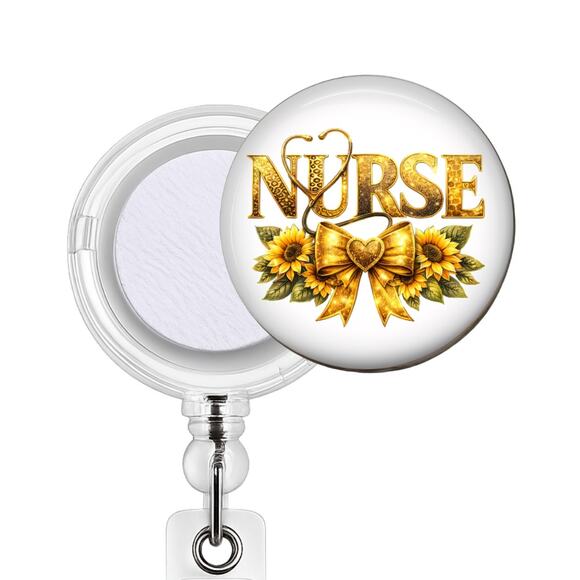 Handmade Accessories - Sunflower Nurse Badge Reel & Topper RN CNA LPN Medical Worker Gift